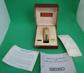 Vintage Ladies Seiko Quartz Wrist Watch - Case And Paperwork - 1989