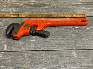 Vintage Ridgid Tools 10 " Offset Pipe Wrench E - 10 Made In Usa Minty