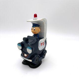 Vintage Wind Up Plastic Toy Police Man/car Japan