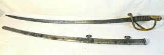 Antique Ames 1864 Civil War Sword With Scabbard G.  K.  C.  Chicopee Mass.  - Beauty