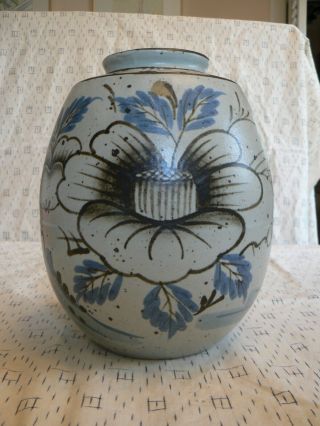 Ja 104 Vintage Japanese Ceramic Hand Painted Pot Vase Large Size 9 Inches Tall