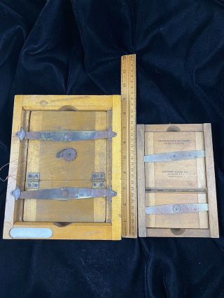 2 Vintage Antique Wooden Photo Printing Tray Frame Eastman Kodak & Anthony & Co. 2