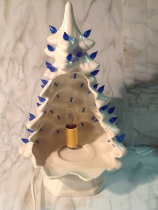 Vintage 11 1/2 " Ceramic Christmas Tree Front Opening For Your Diorama Setting