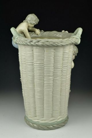 Large Antique Amphora Porcelain Figural Vase with Putti 4