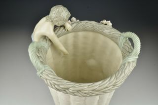 Large Antique Amphora Porcelain Figural Vase with Putti 6