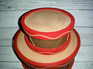 2 Vintage Heavy Cardboard Drums Musical Christmas Decor Storage Boxes 2