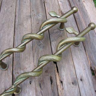 Large Vintage Solid Brass Snake Pharmacy Door Pulls 17 " For Rob Only