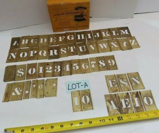 Reeses Adjustable 1 " Brass Stencils Letters & Numbers Scrapbook Craft Vintage A