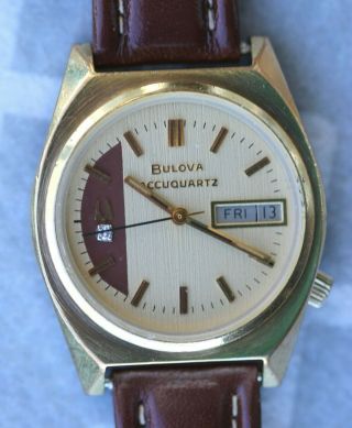 Vintage 1973 Bulova Accutron Accuquartz Day/date Tuning Fork Watch