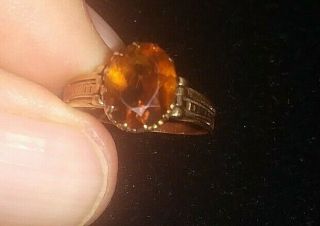 Ladies Antique Victorian 14k Yellow Gold Ring With Citrine Detailed Setting