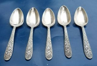 Vintage Set Of 5 National Silver Co 4.  5 " Tea Spoons