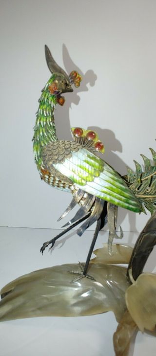 Antique Chinese Sterling Silver Filigree Enamel Phoenix Fenghuang Bird 3