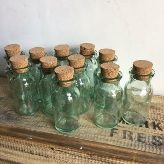 Vintage green glass bottles with cork lids 3
