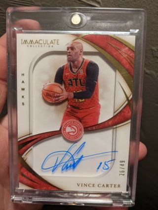 2019 - 20 Immaculate Vince Carter Auto Shadow Box Signatures 26/49 Hawks