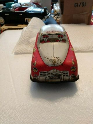 Vintage Tin Friction Fire Chief Car - - Japan