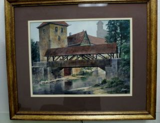 Estate Found Vintage Framed Watercolor By Loewen