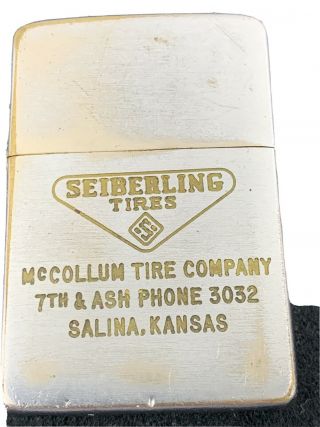 1955 - 56 Zippo Lighter - Seiberling Tires Mccollum - Salina,  Kansas