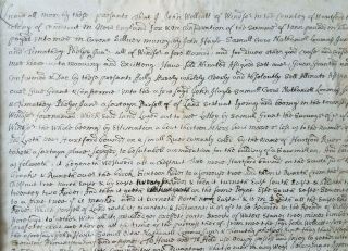 1695 CT.  Colony Document John Wolcott/Antique Hartford/Windsor Land Deed/Famous 5