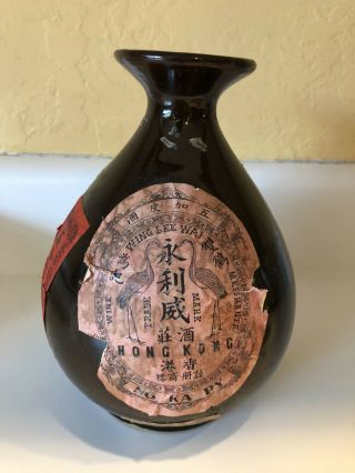 Vintage Wing Lee Wai Hong Kong Liquor Empty Bottle Jug Ceramic Pottery 1930s