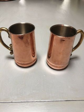 2 Vintage Copper Tankard Or Mugs
