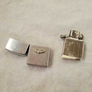 Vintage Brushed / Polished Chrome Zippo Lighter With Pilot Wings | 2
