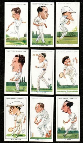 1928 Churchman Sub Set Of Tennis Men Of The Moment In Sport Cigarette Cards Exc