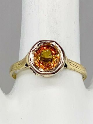Antique 1920s $3000 1.  25ct Natural Orange Sapphire 14k Yellow Gold Filigree Ring