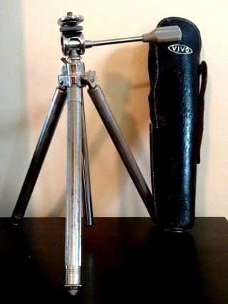 Vintage Japan Vivo Telescoping Camera Tripod With Case