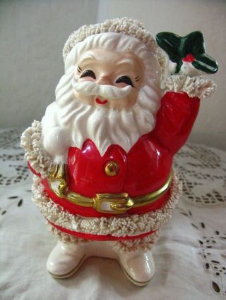 Vintage Collectible Holiday Christmas Ceramic Spaghetti Santa Bank 1950 