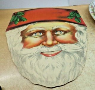 Vintage Antique Cardboard Paper Victorian Santa Claus Christmas Mask 12x11 "