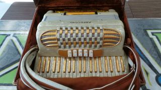 1952 Arpeggio Ivory Accordion With 41 Keys/120 Bass Made In Italy W/ Case