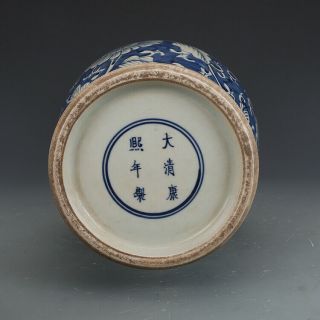 A Pair Fine Chinese Qing Dynasty KangXi Blue&white Porcelain Peony Vase 5