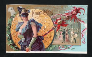 1800s Cigar Label - Night Lights - Masquerade Party - Geo S Harris & Sons Litho