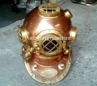 Copper Vintage Divers Diving Helmet 18 Inch Us Navy Mark V Deep Sea Antique Gift