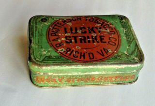 Vintage Lucky Strike Early Cut Plug Tobacco Litho Tin,  Richmond,  Va.  Ornate Box