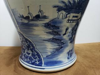 Large Old Chinese Blue&White Porcelain Ginger Jar With Lid 6