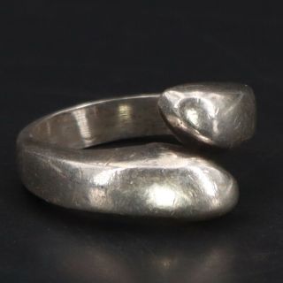 Vtg Sterling Silver - Mexico Modern Curved Solid Bypass Ring Size 7 - 8g