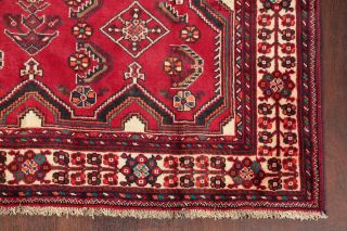 Holiday Deal Vintage Geometric Abadeh Tribal Area Rug Wool Hand - Knotted Red 5x8