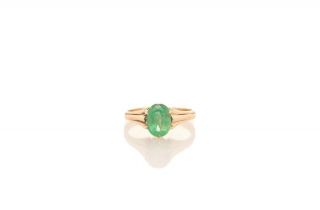 Art Deco Antique Solid 14k Rose Gold Ring 2ct Colombian Emerald Size 5.  5