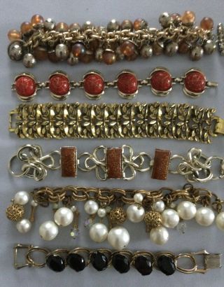 Six Vintage Gold Tone Various Style Bracelets