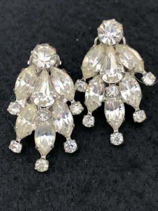Signed Weiss Designer Crystal Clear Rhinestone Vintage Earrings