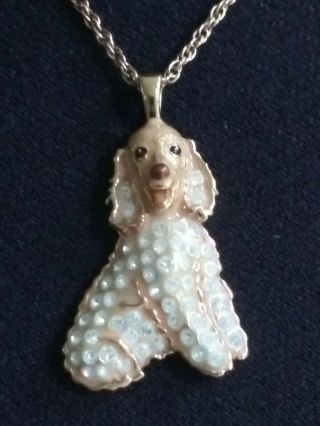 Vtg.  Sterling Silver 925 Gold Plated Designer Bge Poodle Dog Necklace 18 In.