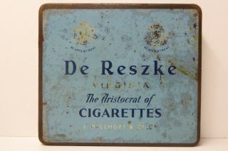 Vintage Tobacco Tin - De Reszke Cigarette Tin Millhoff Co Melbourne Australia