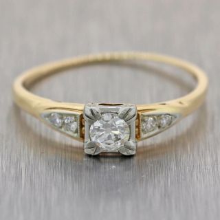 1930s Antique Art Deco 14k Yellow Gold 18k White Gold.  31ctw Diamond Ring