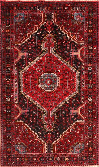 Vintage Tribal Geometric Hamadan Oriental Area Rug Wool Hand - Knotted 4x7 Carpet