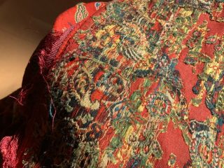 Antique very fine wool and silk hand woven shawl 4