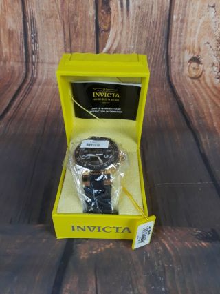 Invicta Mens 52mm Grand Pro Diver 18k Gold Plated Dial Ss Black Watch