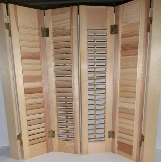 Pair (4 Panels) Vintage Interior Wood Louver Shutter Set 29 " W X 27 " H.