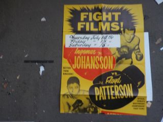 Floyd Patterson Vs Ingemar Johansson Boxing Poster Flyer Sports Boxers Fight Vtg
