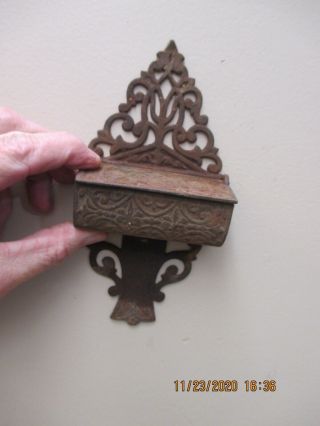 Antique Victorian Cast Iron Wall Match Safe Holder